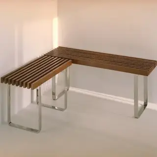 Eﬀegibi Topkapi Скамейка 115x35x44см, цвет:нержавеющая сталь/бирманский тик