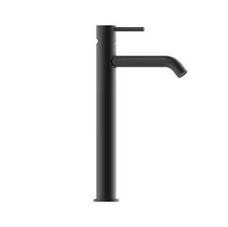 Bossini Teo M Смеситель для раковины TEO-M высокий 309 мм, с заглушкой 1”1/4 и гибкая подводка из нерж. стали, цвет: Nero opaco