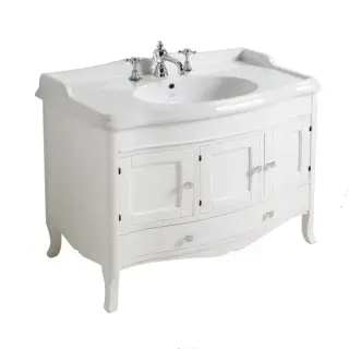 SIMAS Arcade комплект мебели  Тумба  с изогнутыми дверцами (ручки и петли цвет хром) раковина AR874, 105см, напольный, Цвет: белый