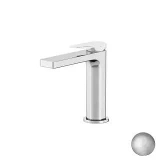 Gattoni Soffio Смеситель для раковины на 1 отверстие, однорычажный, высота 121,2 мм., с донным клапаном clic-clac, цвет: Brushed nickel