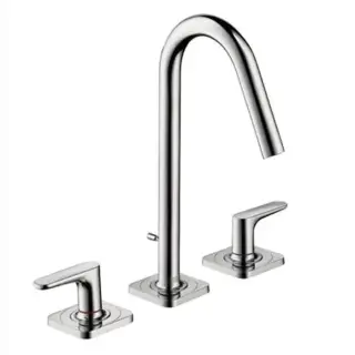 Axor Citterio M, Смеситель для раковины 160, на 3 отверстия, с рычаговыми рукоятками, розетками и коротким изливом, цвет: хром