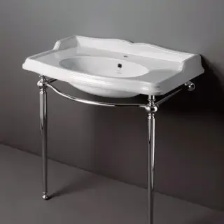 SIMAS Arcade Консоль 90х41.5см, c белой раковиной на 1 отв., напольная, цвет: консоли cromo