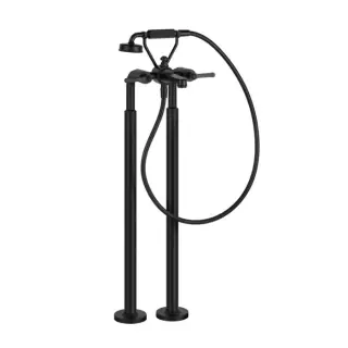 Gessi Venti20 Смеситель для ванны напольный, двухвентильный, с ручным душем и шлангом 1500 мм., внешняя часть, цвет: черный матовый