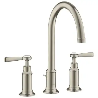 Axor Montreux, Смеситель для раковины 180,на 3 отверстия, с рычаговымирукоятками, с донным клапаном, цвет: никель шлифованный