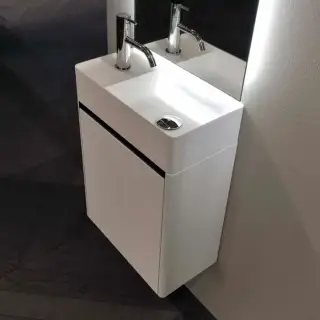 Antonio Lupi Simplo Комплект подвесной мебели 45х25хh50см, с раковиной, с 1 дверцей SX, цвет: белый goffrato