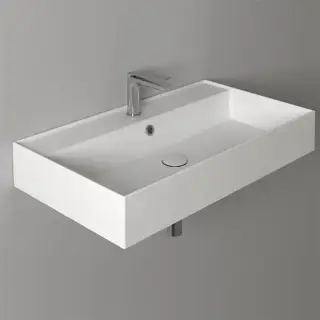 Simas Agile Раковина 81х46 см, 1 отв., подвесная/накладная, с переливом, цвет: белый