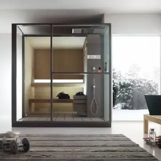 Effegibi Logica S Сауна с душем 214x250x226см, пристенная, цвет: Stone