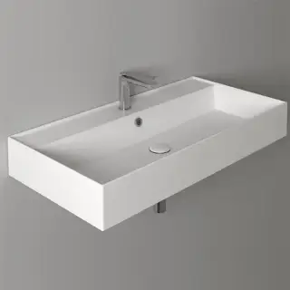 Simas Agile Раковина 91х46 см, 1 отв., подвесная, с переливом, цвет: белый