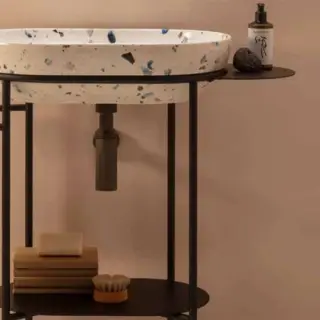 Globo Ring Консоль напольная 65x42х84,5 см, без отв. под смеситель, с полотенцедержателем, цвет: черный матовый