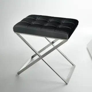 3SC Lino&Lone Стул с сиденьем из кожи со стежкой 50хh50х36 см, цвет: черная кожа/никель сатинированный матовый