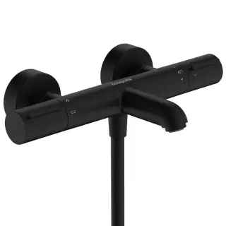 Hansgrohe Ecostat Смеситель для ванны, термостатический, настенный, с изливом: 18.8см., цвет: черный матовый