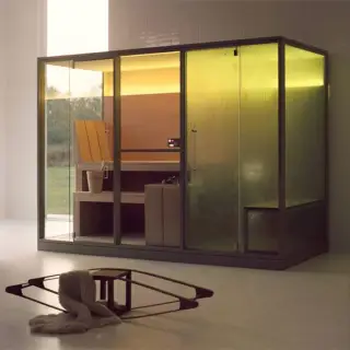 Effegibi Mid Сауна с хаммам и душем 300x137x220см, пристенная, цвет: Soft Sand