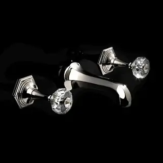 Devon&Devon Excelsior Gemstone Смеситель для раковины на три отверстия для настенного монтажа, цвет: блестящий никель