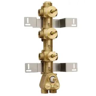 Bossini Встраиваемая часть термостата с  запорным клапаном и 2 дивиатора на 2 выхода, (5 выходов) высокой пропускной способности на ¾”, уст-ка верт/гор.