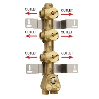 Bossini Встраиваемая часть термостата 3 дивиатора на 2 выхода, (6 выходов) высокой пропускной способности на ¾”, уст-ка верт/гор.