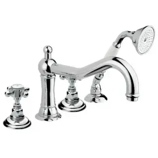 Nicolazzi Half Dome Смеситель для ванны на 4 отверстия, изливом 246мм и ручным душем, цвет: хром