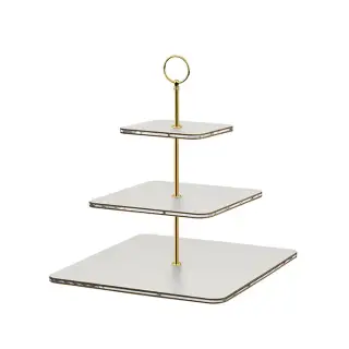 ADJ Сервировочная стойка 30x30xH35см., ручка круглая, цвет: устричный/фурнитура золото