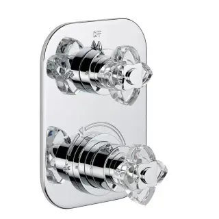 THG Pétale de cristal clair Смеситель для душа, термостатический, с переключателем на 2 потока, цвет: хром/прозрачный хрусталь