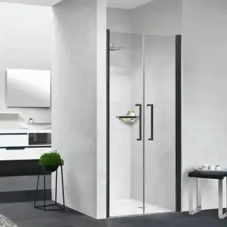 Novellini Young Душевая дверь 77-81х200см., распашная двойная дверь, в нишу, цвет: черный