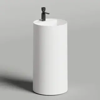 Salini Armonia Round Top 01 Раковина напольная 45х45х90см., слив в стену, с 1 отв., с декор.накладкой, мат-л: S-Sense, цвет: белый глянцевый