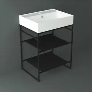 Simas Agile Структура металлическая 61x46xh72см, напольная, для раковины с 1 отв., AG61, с 2 полками, цвет: черный матовый