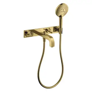 Axor Citterio Смеситель для ванны, встраиваемый, с ручным душем, ручка: рычаг, панель, цвет: полированное золото