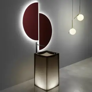 Antonio Lupi Aura Раковина 45х45х85 см, без отв., напольная, слив в пол, с дон. клапан, сифоном и трубой слива, Cristalmood, цвет: Nebbia