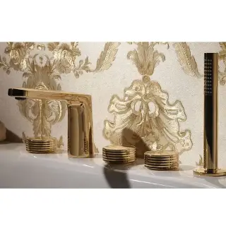 Fima Carlo Frattini Texture Collection Смеситель на борт ванны, на 5 отв., с ручным душем, цвет: золото