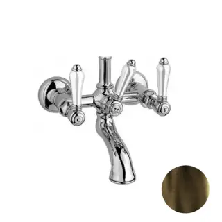 Nicolazzi P.M.Blanc Смеситель для ванны на 2 отверстия, с переключателем ванна/душ, вывод сверху 3/4&quot; (для душ. стойки), ручки белая керамика, цвет: тёмная бронза