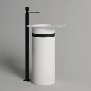 Salini Ninfea Раковина напольная 54.5х44.7х88cм, без отв.под смеситель, донный клапан &quot;Up&Down&quot;, сифон, S-Stone, цвет: белый матовый