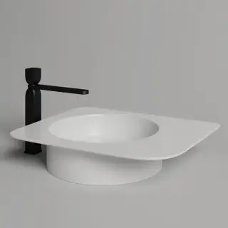 Salini Ninfea  Раковина накладная 54.5х44.7х12cм, без отв., без перелива, S-Stone, цвет: белый матовый