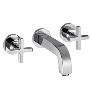 Axor Citterio, Смеситель для раковины, на 3 отверстия, с крестовыми рукоятками, розетками и изливом 162 мм, настенный монтаж, СМ, внешняя часть, цвет: хром
