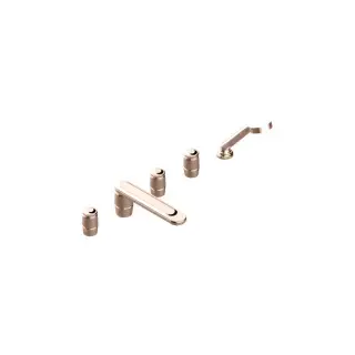 THG CORVAIR Смеситель на борт ванны на 5 отверстий, двойной, с ручным душем, цвет: Blush PVD