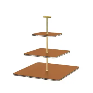 ADJ Сервировочная стойка 30x30xH35см., ручка &quot;Т&quot;, цвет: коньяк/фурнитура золото