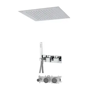 Fima Carlo Frattini Sistemi doccia Душевая система, с верхним душем 49х49см., встраиваемый, термостатическим смесителем, на 2 выхода и ручным душем, цвет: хром