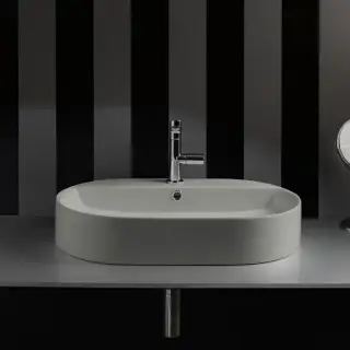 Kerasan Ciotola Раковина-чаша 65х40х12 см, 1 отв., с переливом, цвет: Grigio matt