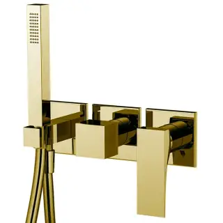 Fima Carlo Frattini Zeta Смеситель для душа, встраиваемый, с ручным душем, 2 источника, цвет: золото