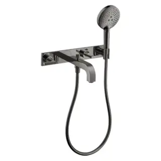 Axor Citterio Смеситель для ванны, встраиваемый, с ручным душем, ручка: рычаг, панель, цвет: полированный черный хром