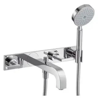 Axor Citterio, Смеситель для ванны, на 3 отверстия, с рычаговыми рукоятками и панелью, внешняя часть, цвет: хром