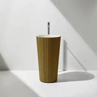 Antonio Lupi Plisse Раковина 47х85 см, без отв., напольная, слив в пол, с сифоном, донным клапаном и шлангом, Flumood, внешний цвет: Bronze powder, внутри белый