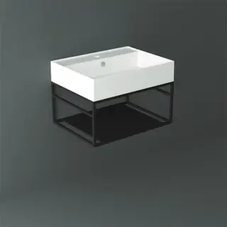 Simas Agile Структура металлическая 61x46xh28см, подвесная, для раковины с 1 отв., AG61, с 1 полкой, цвет: черный матовый