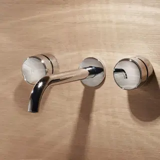 Fima Carlo Frattini Texture Collection F5601/5HCR Смеситель для раковины на 3 отв., настенный, излив 150 мм, донный клапан click-clack, ручки &quot;H&quot;, БЕЗ накладок, внутр. часть (F2230) в комплекте, цвет: хром