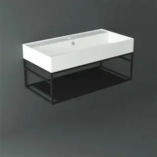 Simas Agile Структура металлическая 91x46xh28см, подвесная, для раковины с 1 отв., AG91, с 1 полкой, цвет: черный матовый