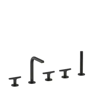 Fantini Sailing Смеситель для на борт ванны, на 5 отверстий, с изливом, ручным душем и шлангом 150см., цвет: Deep Black PVD