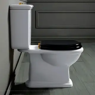 SIMAS Lante Унитаз моноблок 70.5х38.5см, с вертикальным сливом с бачком с кнопкой смыва, фурнитура золото, цвет: белый