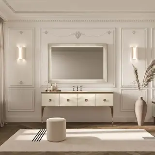 VITAGE milldue edition MAJESTIC 10/b Комплект мебели 180х55х82см напольный, раковина, зеркало, с подсветкой, отделка: стекло onice gold, фурнитура: бронза