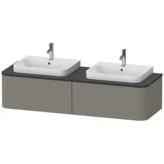 Duravit Happy D.2 Plus Тумба подвесная 160x55х35.4см, с 2 раковинами и 2 ящиками, цвет: stone grey satin matt