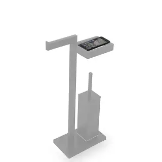 3SC SK Стойка напольная, с держателем тб, полочкой и ёршиком, цвет: белый матовый