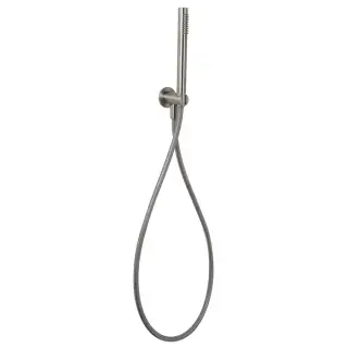 Carlo Frattini Spillo Steel Душевой комплект с ручным душем, шлангом 1500 мм. и настенным держателем с подводом воды, цвет: INOX