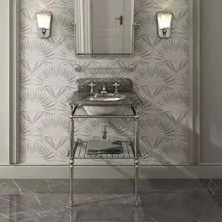 Devon&Devon Season Консоль со столешницей из мрамора серый гранит 60х58хH95.5см, металлическая структура с полочкой решеткой, напольная, цвет хром